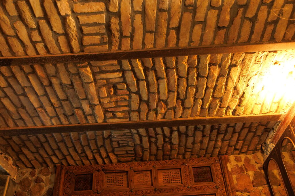 Brick ceiling in the basement of an old house
